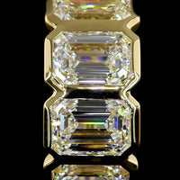 14K Yellow Gold Bezel Set Emerald Cut Lab Diamond Huggie Earrings - 5.04 Carats Total Diamond Weight - Covaloro Fine Jewelry