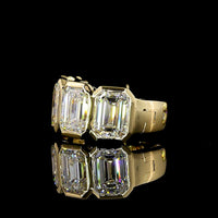 14K Yellow Gold Bezel Set Emerald Cut Lab Diamond Huggie Earrings - 5.04 Carats Total Diamond Weight - Covaloro Fine Jewelry