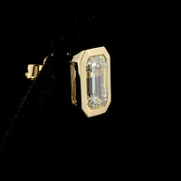 14K Yellow Gold Bezel Set Emerald Cut Lab Diamond Stud Earrings - 4.52 Carat Total Weight, D VS1 IGI Certified - Covaloro Fine Jewelry