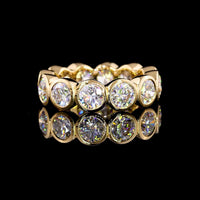 14K Yellow Gold Bezel-Set Eternity Band with 12 Round Brilliant Cut Lab Diamonds - 5.02 Total Carat Weight, E-F Color, VS1 Clarity - Covaloro Fine Jewelry