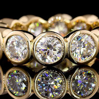 14K Yellow Gold Bezel-Set Eternity Band with 12 Round Brilliant Cut Lab Diamonds - 5.02 Total Carat Weight, E-F Color, VS1 Clarity - Covaloro Fine Jewelry