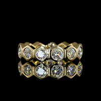 14K Yellow Gold Bezel Set Geometric Eternity Band with 13 Round Lab Grown Diamonds - 2.92 Total Carat Weight E-F VS - Covaloro Fine Jewelry