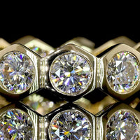 14K Yellow Gold Bezel Set Geometric Eternity Band with 13 Round Lab Grown Diamonds - 2.92 Total Carat Weight E-F VS - Covaloro Fine Jewelry