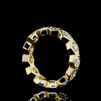 14K Yellow Gold Bezel Set Geometric Eternity Band with 13 Round Lab Grown Diamonds - 2.92 Total Carat Weight E-F VS - Covaloro Fine Jewelry