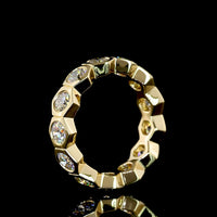 14K Yellow Gold Bezel Set Geometric Eternity Band with 13 Round Lab Grown Diamonds - 2.92 Total Carat Weight E-F VS - Covaloro Fine Jewelry