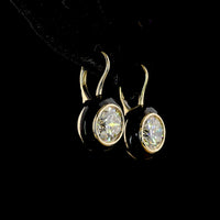 14K Yellow Gold Bezel Set Hanging Earrings with Brilliant Round Cut Lab Diamonds - 4.01 Total Carat Weight, F Color VS1/VVS2 Clarity - Covaloro Fine Jewelry
