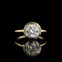 14K Yellow Gold Bezel Set Hidden Halo Ring with 2.02 Carat Round Lab Diamond and 0.51 Carat Accent Diamonds - 2.53 Carat Total Weight - Covaloro Fine Jewelry