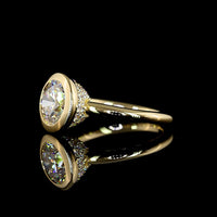 14K Yellow Gold Bezel Set Hidden Halo Ring with 2.02 Carat Round Lab Diamond and 0.51 Carat Accent Diamonds - 2.53 Carat Total Weight - Covaloro Fine Jewelry