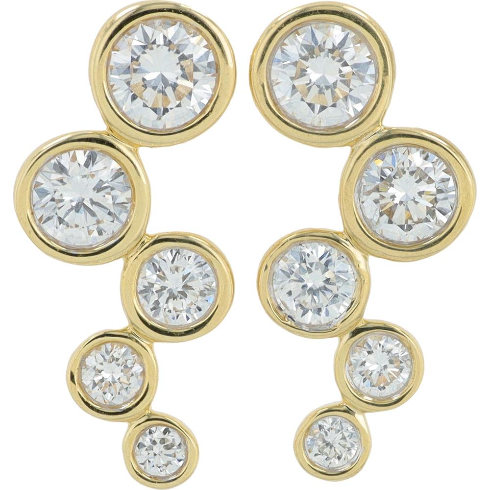 14K Yellow Gold Bezel - Set Lab Grown Diamond Earrings - 1.25 Carat Total Diamond Weight