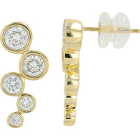 14K Yellow Gold Bezel - Set Lab Grown Diamond Earrings - 1.25 Carat Total Diamond Weight