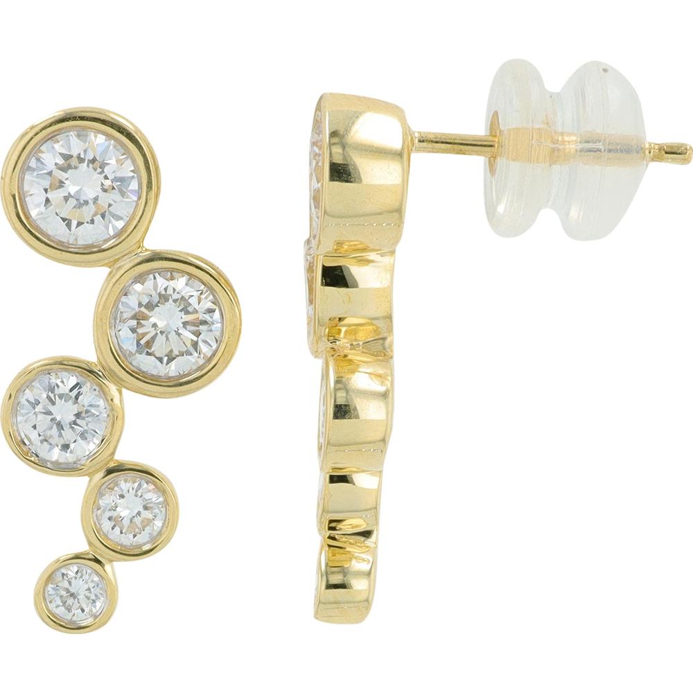 14K Yellow Gold Bezel - Set Lab Grown Diamond Earrings - 1.25 Carat Total Diamond Weight