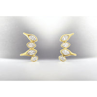 14K Yellow Gold Bezel-Set Marquise Diamond Ear Climbers - 0.60 Carat Total Diamond Weight - Royal Jewelry