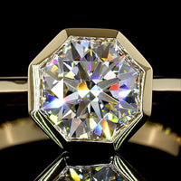 14K Yellow Gold Bezel Set Octagon Cut Lab Diamond Solitaire Ring - 2.05 Carats E-F VS1 - Covaloro Fine Jewelry