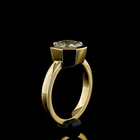 14K Yellow Gold Bezel Set Octagon Cut Lab Diamond Solitaire Ring - 3.33 Carat E-F VVS2 IGI Certified - Covaloro Fine Jewelry