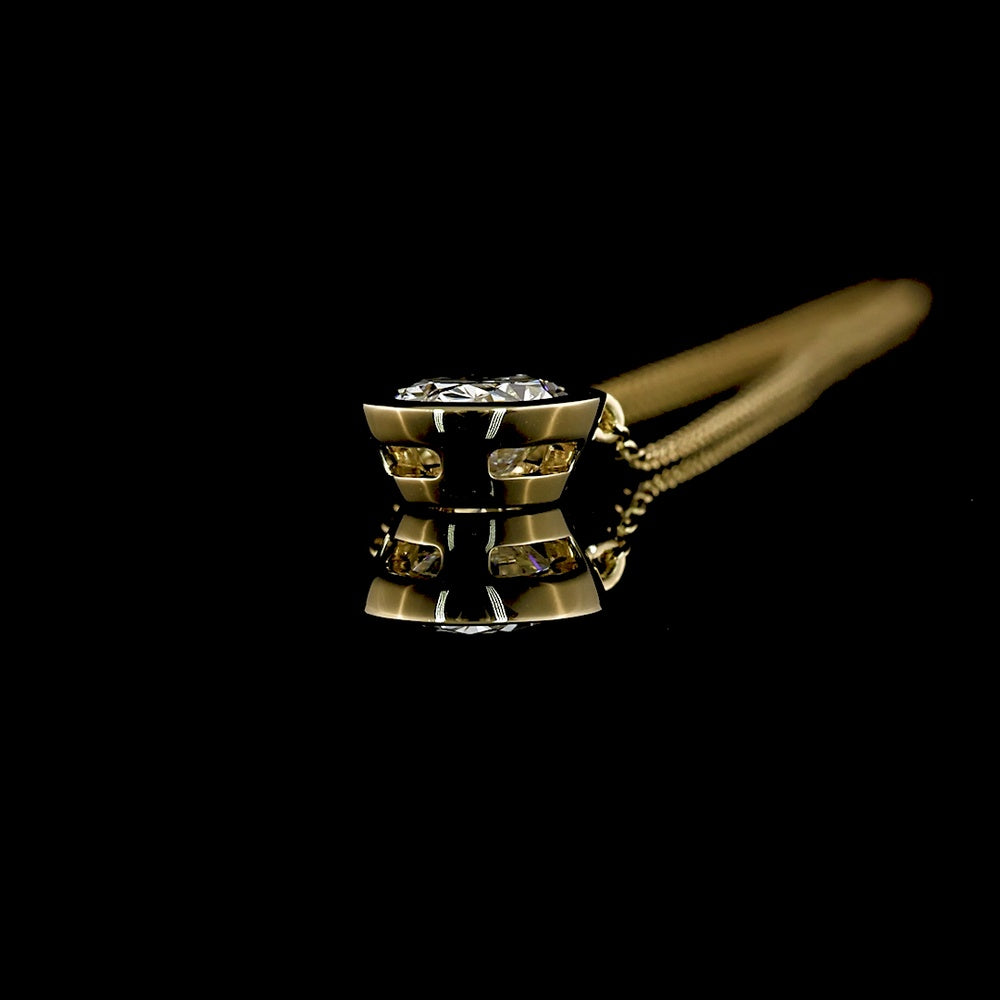 14K Yellow Gold Bezel-Set Oval Cut Lab Diamond Solitaire Pendant - 1.03 Carat D VVS2 IGI Certified - Covaloro Fine Jewelry
