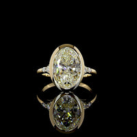 14K Yellow Gold Bezel Set Oval Lab Diamond Ring - 5.03 Carat Center with Accent Diamonds - 5.21 Total Carat Weight - Covaloro Fine Jewelry