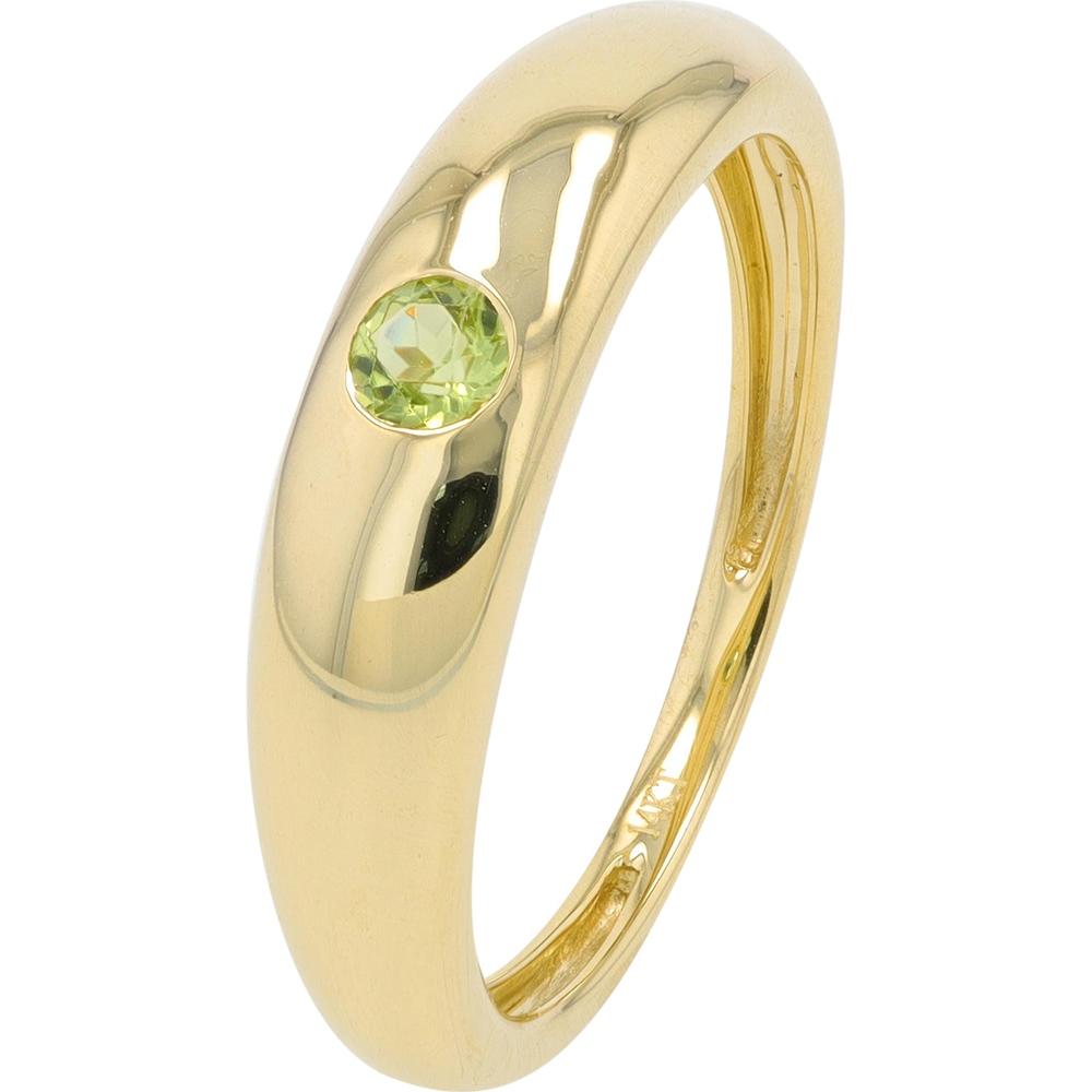 14K Yellow Gold Bezel Set Peridot Ring - 0.08 - 0.20 Carat Total Gemstone Weight