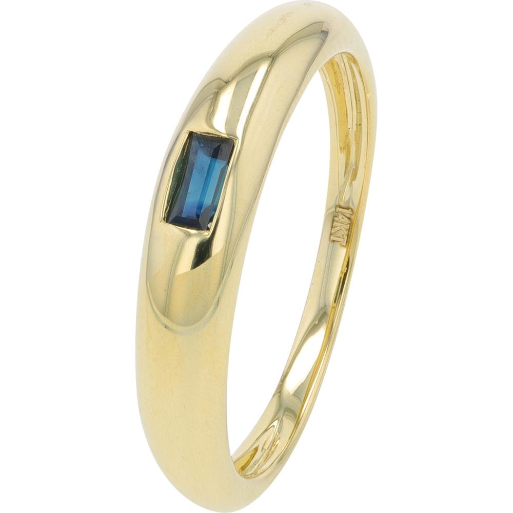 14K Yellow Gold Bezel Set Ring with 0.15 Carat Total Sapphire - Modern Rectangular Gem Design