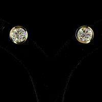 14K Yellow Gold Bezel Set Round Brilliant Cut Lab Diamond Stud Earrings - F VVS2 IGI Certified - 6.55 Carat Total Weight - Covaloro Fine Jewelry