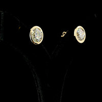 14K Yellow Gold Bezel Set Round Brilliant Cut Lab Diamond Stud Earrings - F VVS2 IGI Certified - 6.55 Carat Total Weight - Covaloro Fine Jewelry