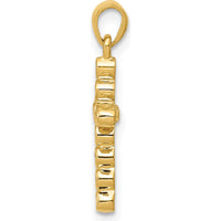 14K Yellow Gold Bezel-Set Round Diamond Cross Pendant - 1/10 Carat Total Diamond Weight by Monteluci Fine Jewelry