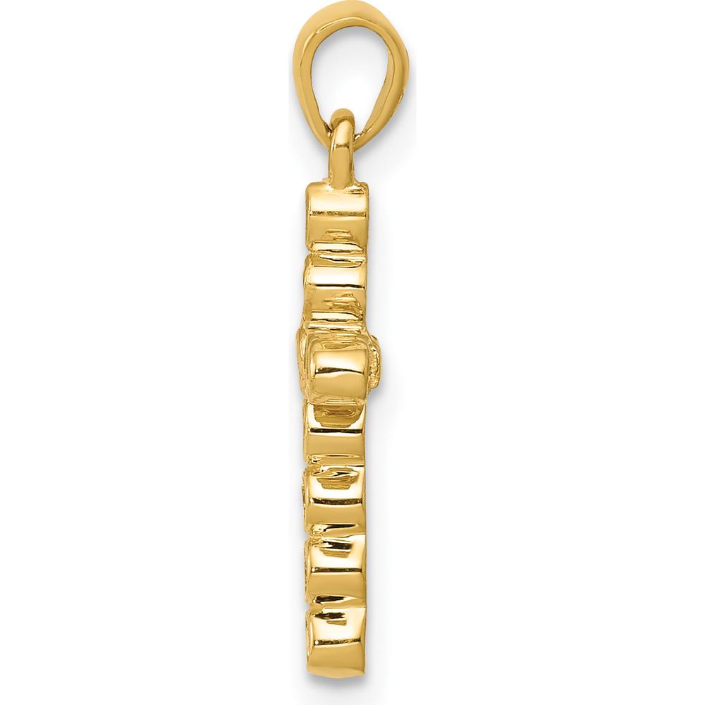 14K Yellow Gold Bezel-Set Round Diamond Cross Pendant - 1/10 Carat Total Diamond Weight by Monteluci Fine Jewelry