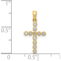14K Yellow Gold Bezel-Set Round Diamond Cross Pendant - 1/10 Carat Total Diamond Weight by Monteluci Fine Jewelry