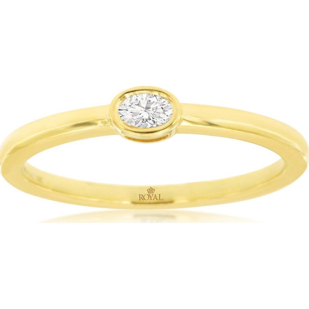 14K Yellow Gold Bezel Set Round Diamond Solitaire Engagement Ring - 0.10 Carat Total Diamond Weight - Royal Jewelry