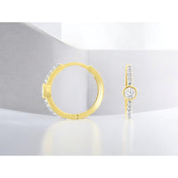 14K Yellow Gold Bezel Set Round Diamond Stud Earrings with Prong-Set Diamond Accents - 0.32 Carat Total Diamond Weight - Royal Jewelry