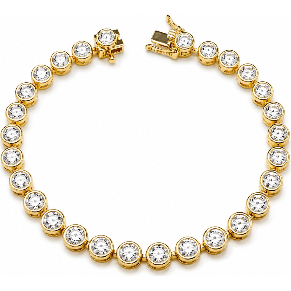14K Yellow Gold Bezel Set Round Diamond Tennis Bracelet - 7.80 Carat Total Diamond Weight by Auriventus