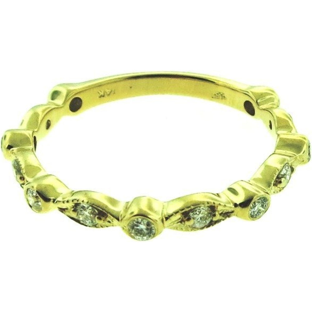 14K Yellow Gold Bezel-Set Round Diamond Wedding Band - 0.28 Carat Total Diamond Weight by Auriventus