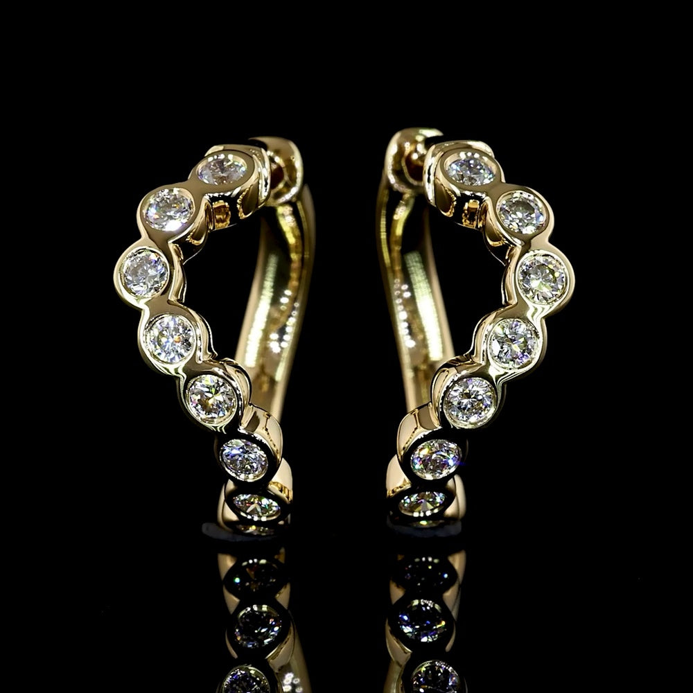 14K Yellow Gold Bezel-Set Round Lab Diamond Huggie Earrings - 0.40 Carats Total Diamond Weight - Covaloro Fine Jewelry