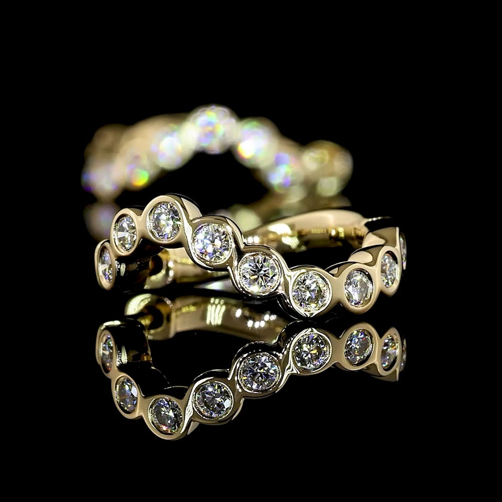 14K Yellow Gold Bezel-Set Round Lab Diamond Huggie Earrings - 0.40 Carats Total Diamond Weight - Covaloro Fine Jewelry