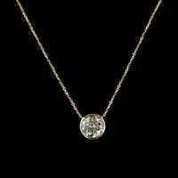 14K Yellow Gold Bezel Set Round Lab Diamond Solitaire Pendant - 2.01 Carat Total Weight - Covaloro Fine Jewelry