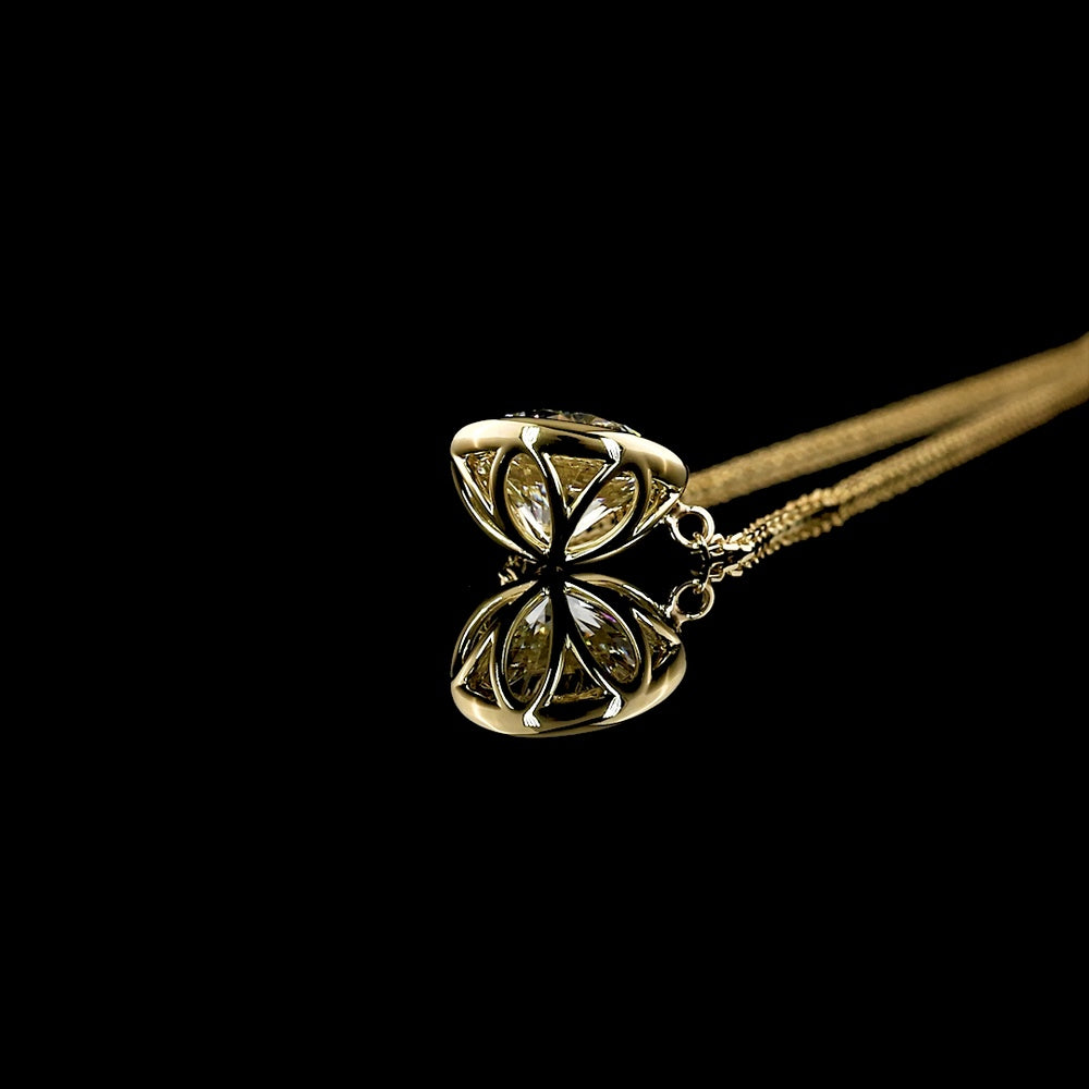 14K Yellow Gold Bezel Set Round Lab Diamond Solitaire Pendant - 2.01 Carat Total Weight - Covaloro Fine Jewelry