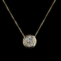14K Yellow Gold Bezel Set Round Lab Diamond Solitaire Pendant - 3.02 Carat Total Diamond Weight, E-F Color, VS1 Clarity with IGI Certification - Covaloro Fine Jewelry