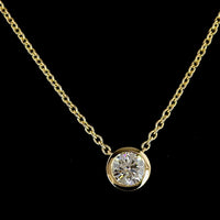 14K Yellow Gold Bezel Set Round Lab Diamond Solitaire Pendant Necklace - 1.50 Carat Total Weight E-F VVS2 GIA Certified - Covaloro Fine Jewelry