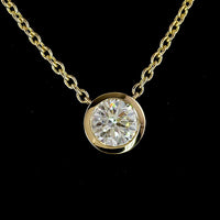 14K Yellow Gold Bezel Set Round Lab Diamond Solitaire Pendant Necklace - 1.50 Carat Total Weight E-F VVS2 GIA Certified - Covaloro Fine Jewelry