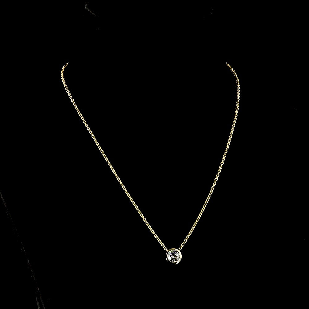 14K Yellow Gold Bezel Set Round Lab Diamond Solitaire Pendant Necklace - 1.50 Carat Total Weight E-F VVS2 GIA Certified - Covaloro Fine Jewelry