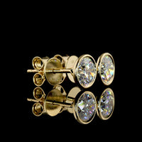 14K Yellow Gold Bezel Set Round Lab Diamond Stud Earrings - 1.47 Carat Total Weight, E-F Color VS2 Clarity - Covaloro Fine Jewelry