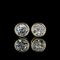 14K Yellow Gold Bezel Set Round Lab Diamond Stud Earrings - 1.47 Carat Total Weight, E-F Color VS2 Clarity - Covaloro Fine Jewelry