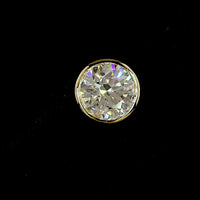 14K Yellow Gold Bezel Set Round Lab Diamond Stud Earrings - 4.05 Carats Total Diamond Weight (F VS1) - Covaloro Fine Jewelry