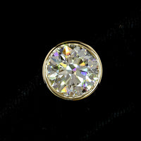 14K Yellow Gold Bezel Set Round Lab Diamond Stud Earrings - F VVS2-VS1 - 8.05 Carat Total Weight - Covaloro Fine Jewelry