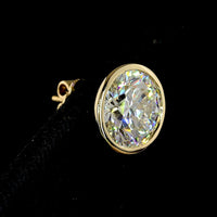 14K Yellow Gold Bezel Set Round Lab Diamond Stud Earrings - F VVS2-VS1 - 8.05 Carat Total Weight - Covaloro Fine Jewelry