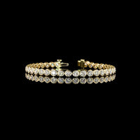 14K Yellow Gold Bezel Set Round Lab Diamond Tennis Bracelet - 5.88 Carat Total Diamond Weight (38 Stones, E-F Color, VS Clarity) - Covaloro Fine Jewelry