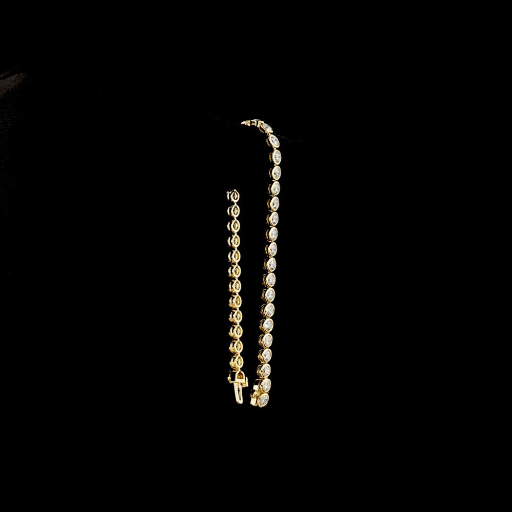 14K Yellow Gold Bezel Set Round Lab Diamond Tennis Bracelet - 5.88 Carat Total Diamond Weight (38 Stones, E-F Color, VS Clarity) - Covaloro Fine Jewelry
