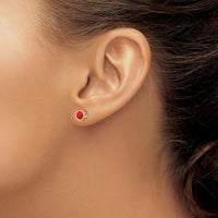 14K Yellow Gold Bezel Set Round Ruby Stud Earrings - 0.70 Carat Total Gem Weight by Oro Pregiato
