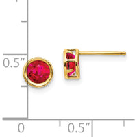 14K Yellow Gold Bezel Set Round Ruby Stud Earrings - 0.70 Carat Total Gem Weight by Oro Pregiato