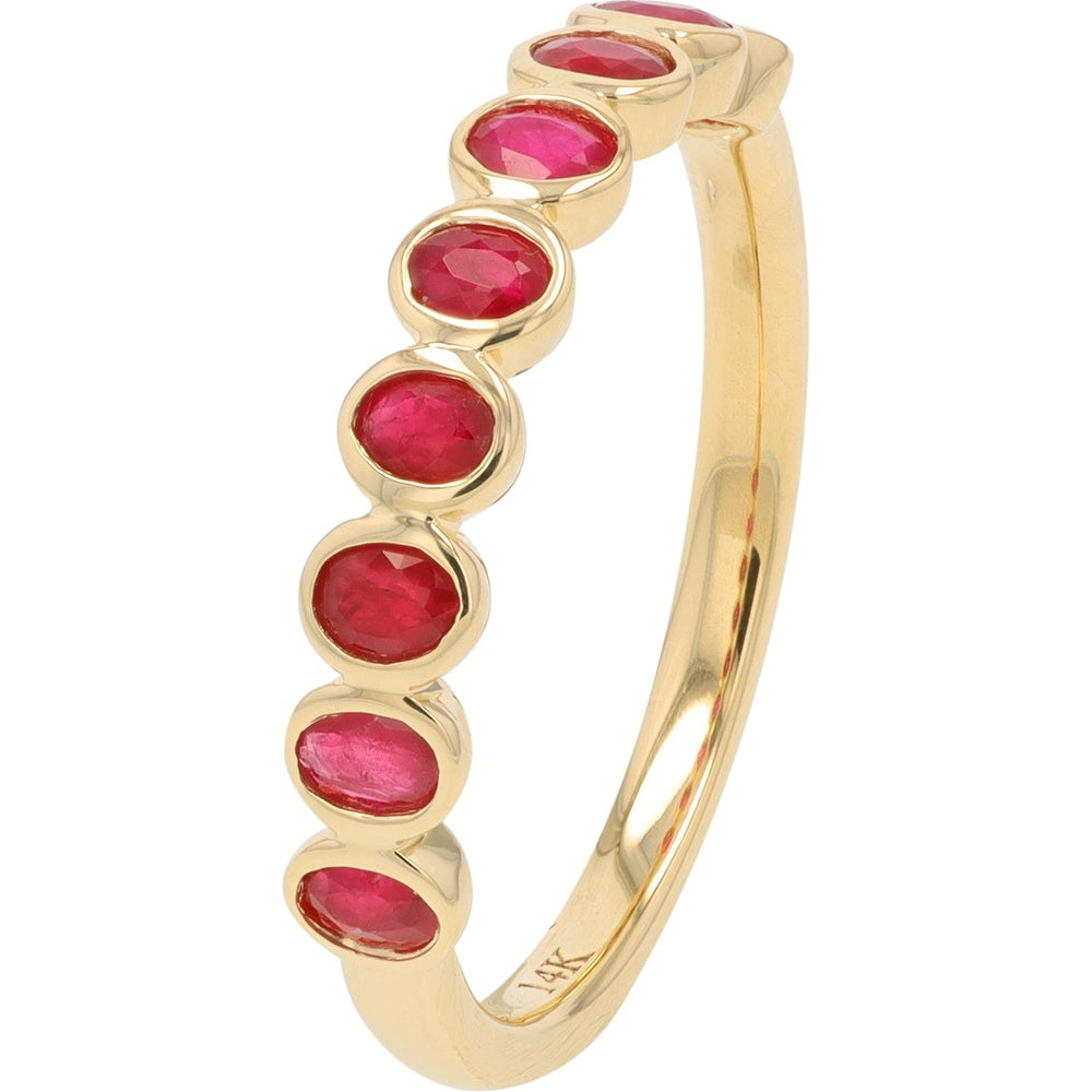 14K Yellow Gold Bezel-Set Ruby Band Ring - 1.00 Carat Total Ruby Weight