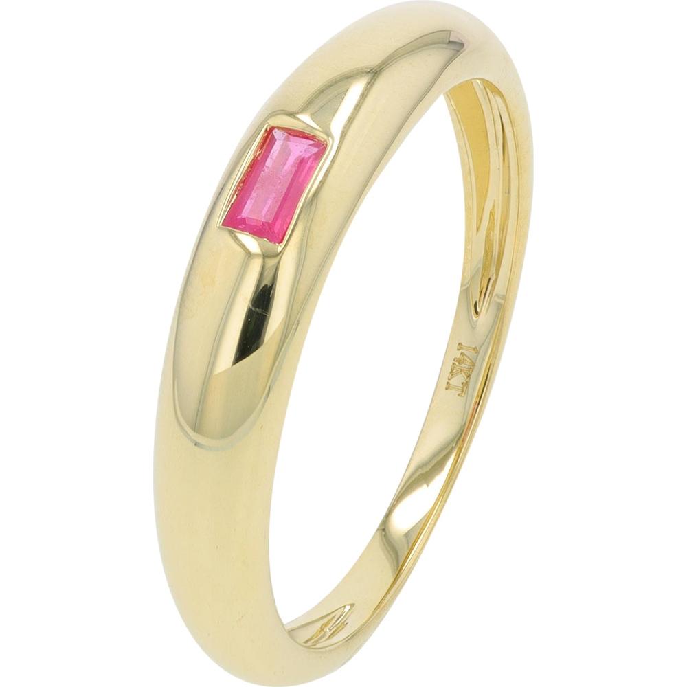 14K Yellow Gold Bezel Set Ruby Ring - 0.11 Carat Total Ruby Weight